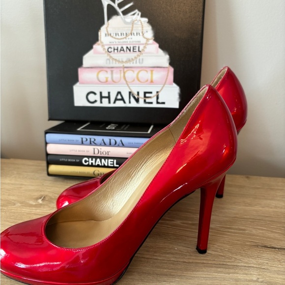 ☀️Stuart Weitzman Red Patent Leather Platform Heels Pumps Size 10 M - Picture 2 of 8